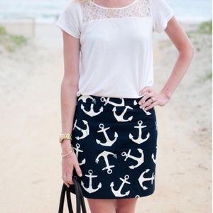 J. Crew Navy Blue Cotton Nautical Anchor Skirt | Size 4